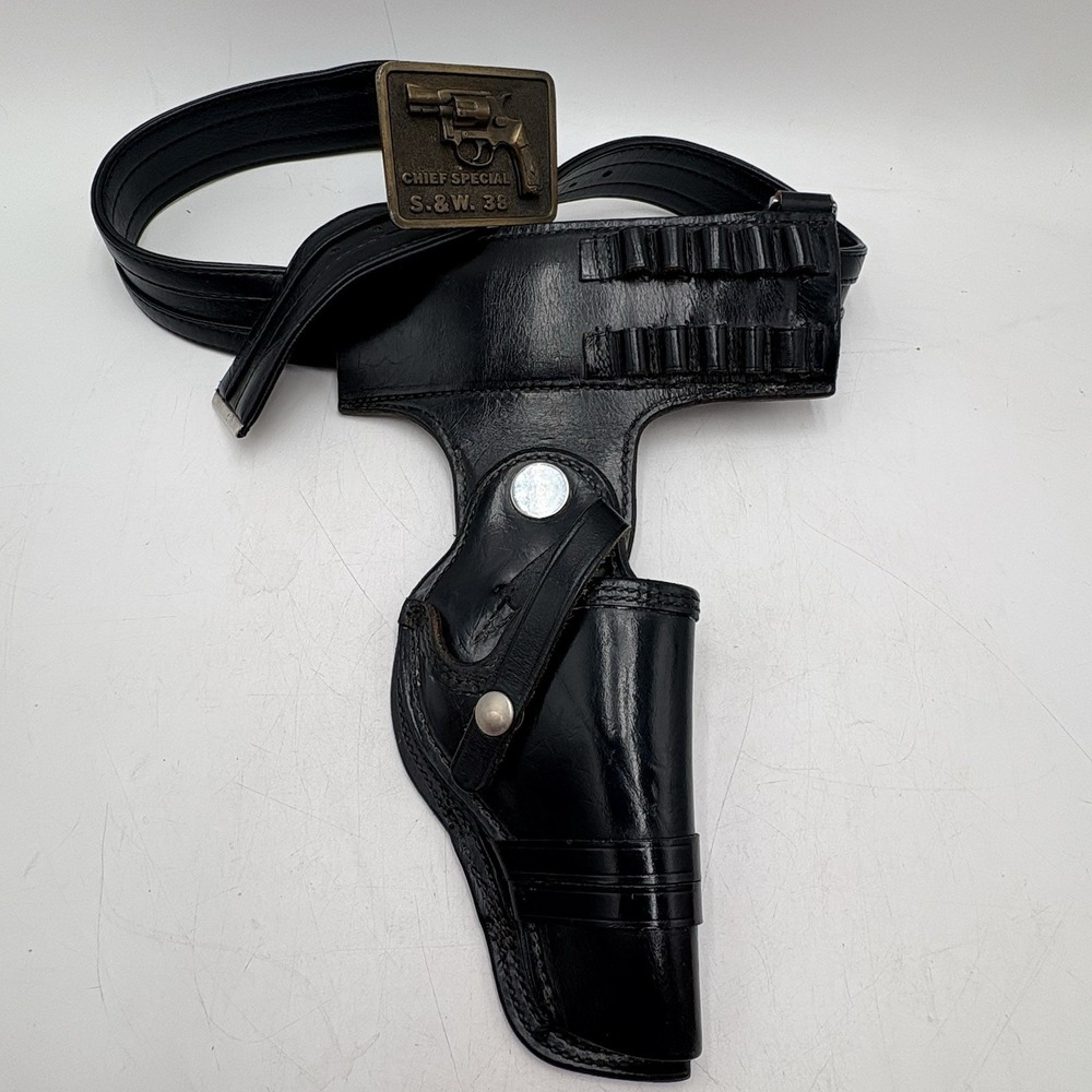 Vintage Bucheimer 187-45 Leather Holster Belt Adezy S&W .38 Buckle USA
